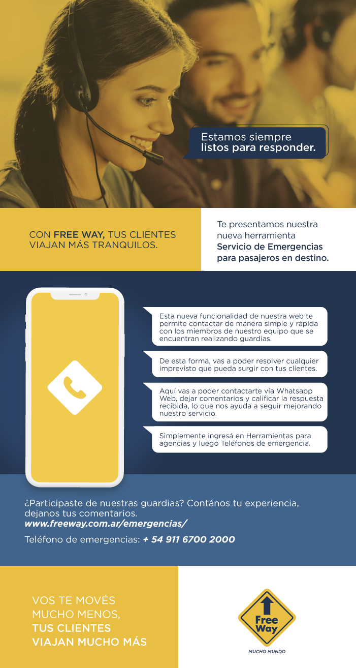 Nuevo servicio de emergencias para pax en destino
